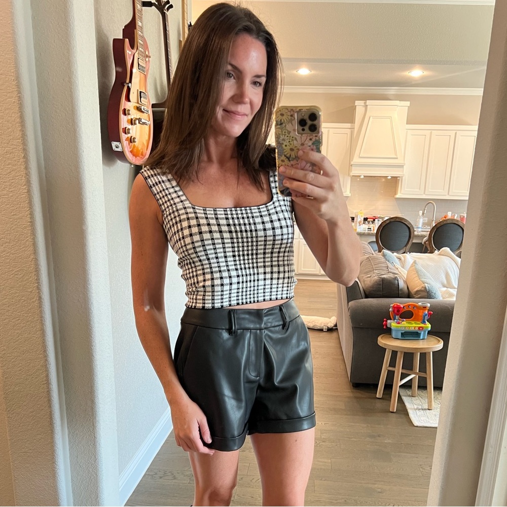 Black Fake Leather Shorts